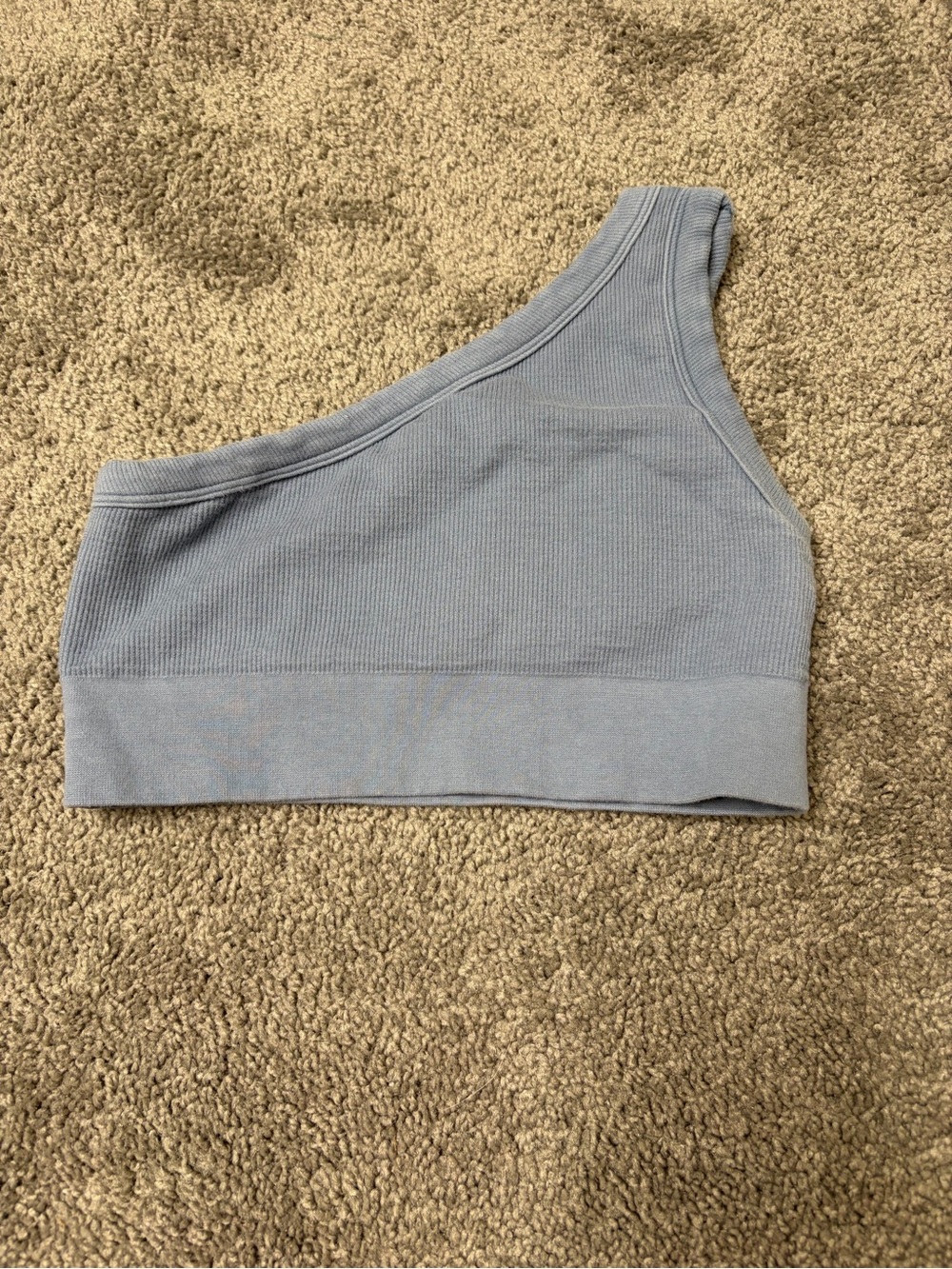 One-Shoulder Ribbed Sports Bra - Light Blue gymshark xs sportswear